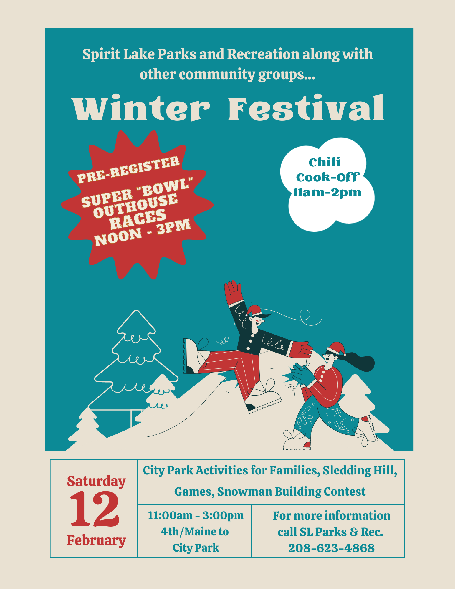 Spirit Lake Parks & Recreation's Winter Festival Flyer 2022 Spirit Lake 2022 Winter Festival Flyer
