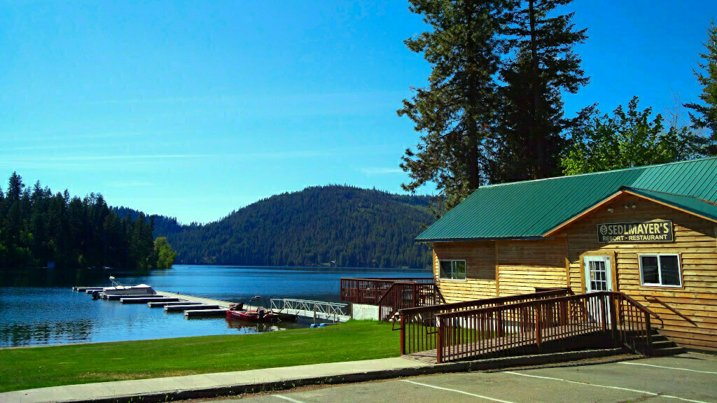 The deck overlooks Spirit Lake